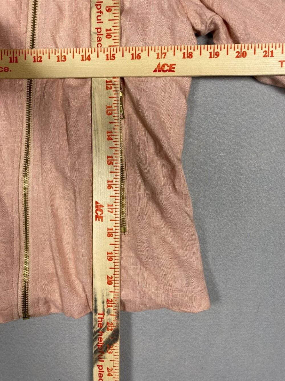 Louella Rose Womens L Pink Linen Blend Moto Jacket L Zipper Collared Lightweight - Picture 7 of 7